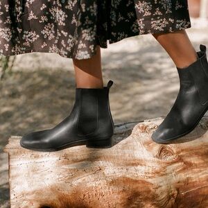 Christy Dawn Real Leather Black Ankle Chelsea Boots Booties